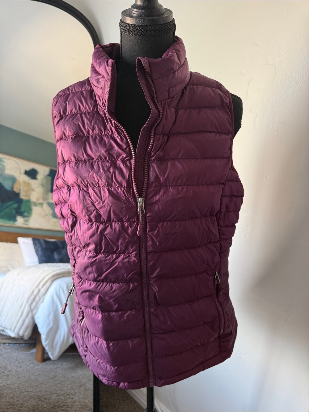 32 Degrees Down Quilted Sleeveless Puffer Vest in Plum